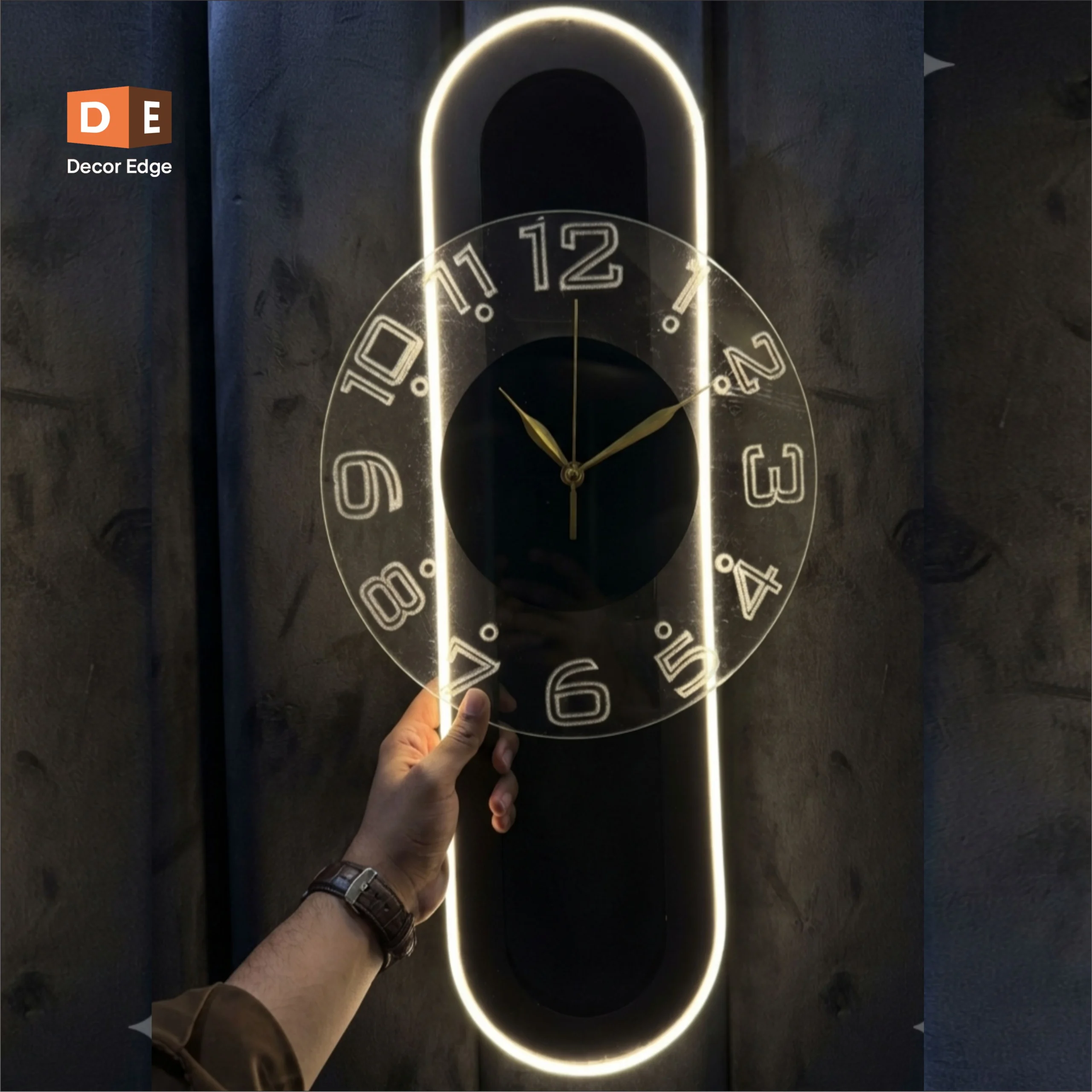 Modern LED Capsule Wall Clock – Premium Handcrafted Acrylic Backlit Clock | Decor Edge