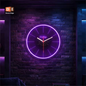 Purple Glow LED Neon Wall Clock
