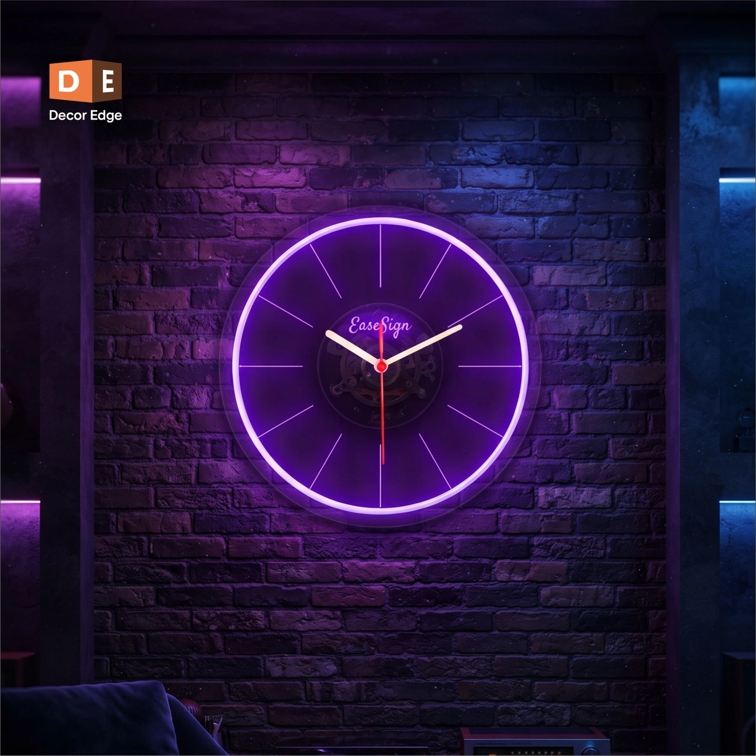 Purple Glow LED Neon Wall Clock – Premium Handcrafted Purple Glow Acrylic Design 2026