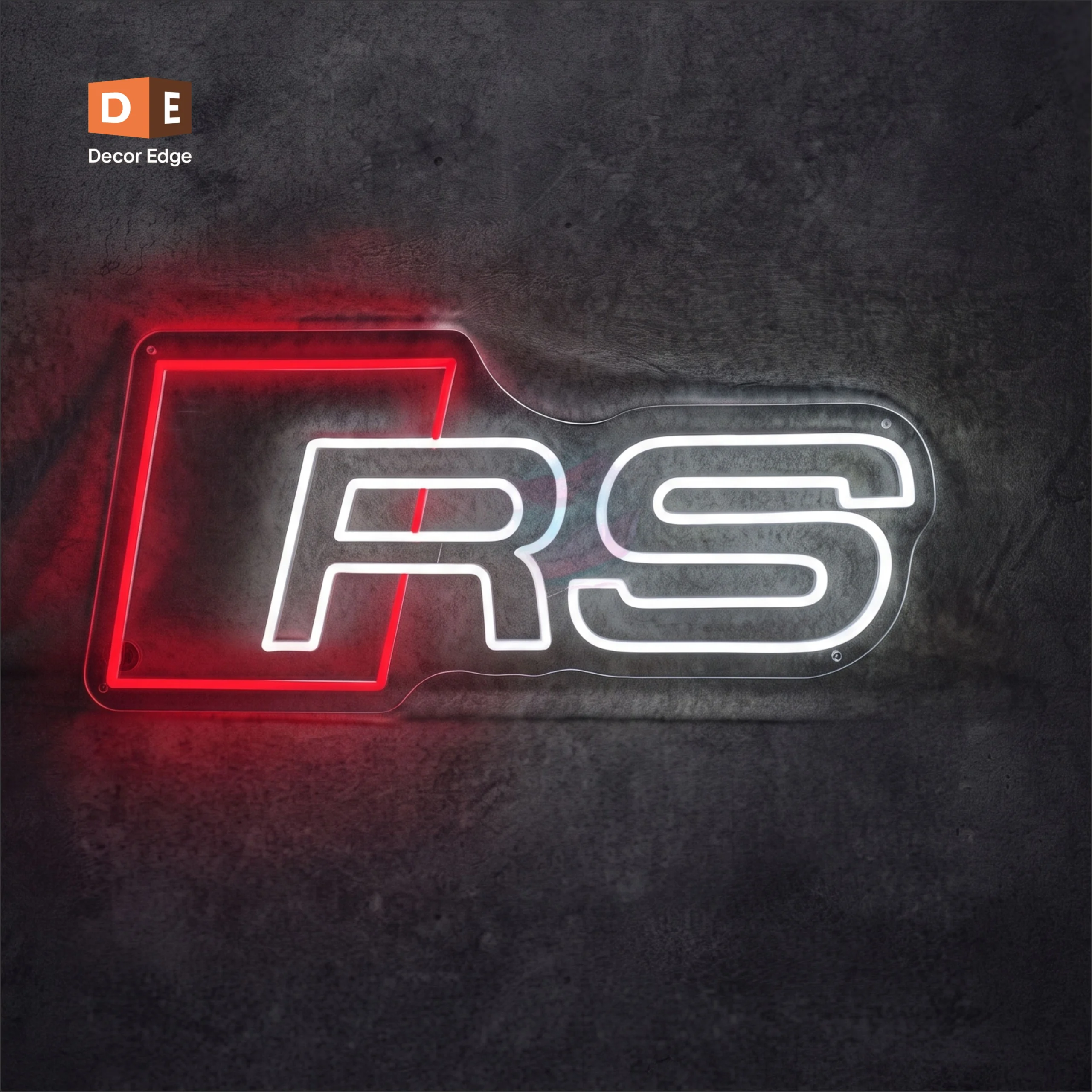 Audi RS Logo Neon LED Sign – Premium Handcrafted Car Garage Wall Decor | Decor Edge