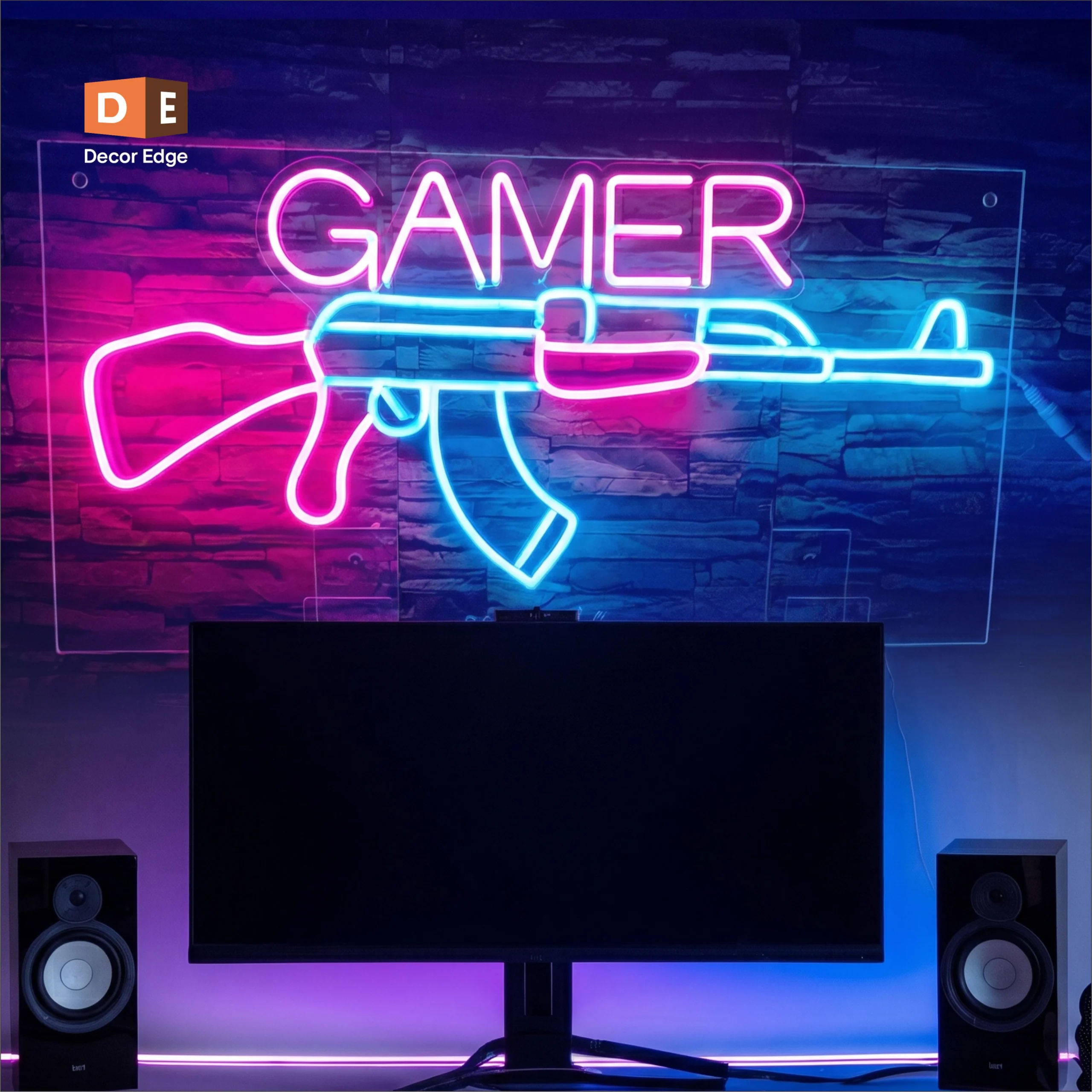 Gamer AK47 Neon Sign –Premium Handcrafted LED Wall Decor 2026 | Decor Edge