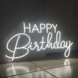 "Happy Birthday Neon Sign - Decor Edge Handcrafted LED Wall Decor for Birthday Parties"