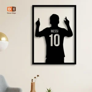 Messi Silhouette Wall Art – Premium Handcrafted Football Fan Decor with Frame | Decor Edge