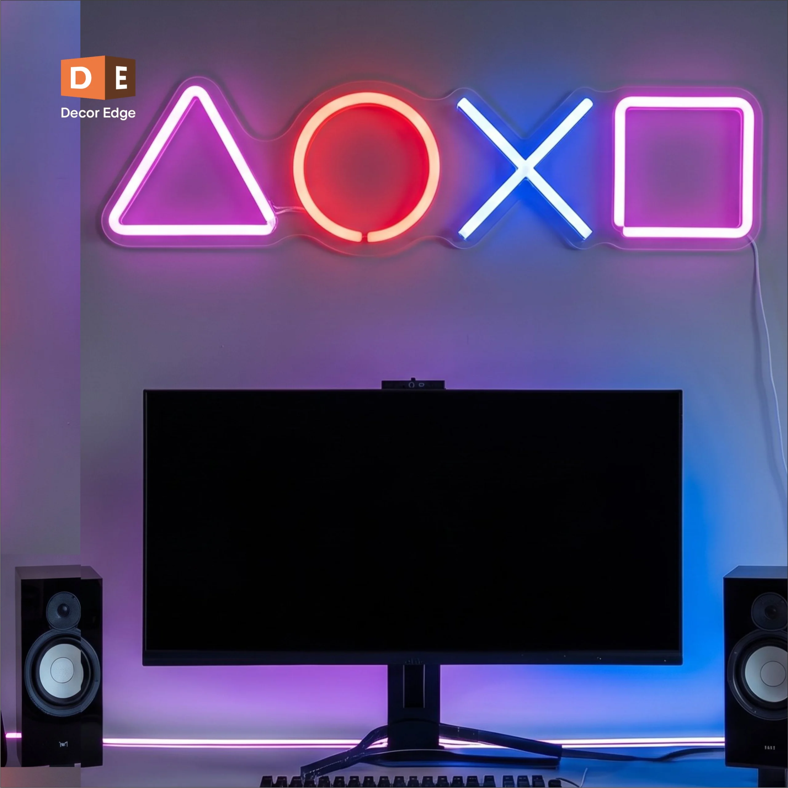 layStation symbols neon sign – Stunning 4 Color LED Wall Art | Decor Edge Gaming Decor