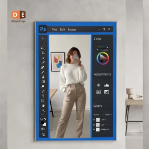 Photoshop Mirror Decor – Premium Handcrafted Wall Mirror with Blue Frame | Decor Edge Custom 2026 Home Accent Collection