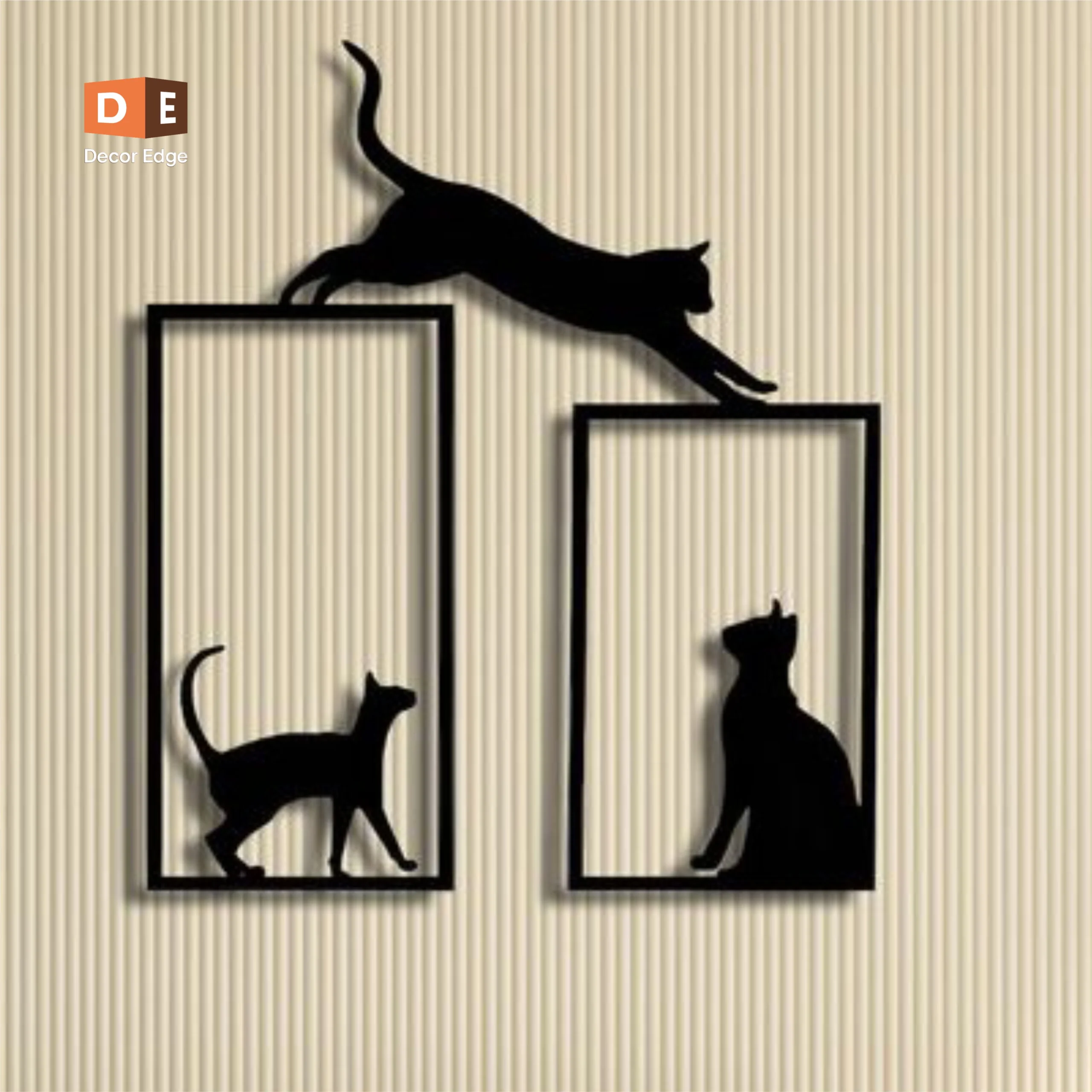 Acrylic Cat Wall Art Set – Premium Handcrafted 3D Cat Silhouette Frame Decor | Decor Edge