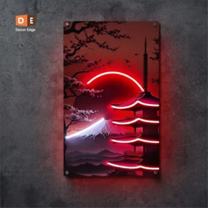 Japanese Pagoda Decor neon wall decor on acrylic panel